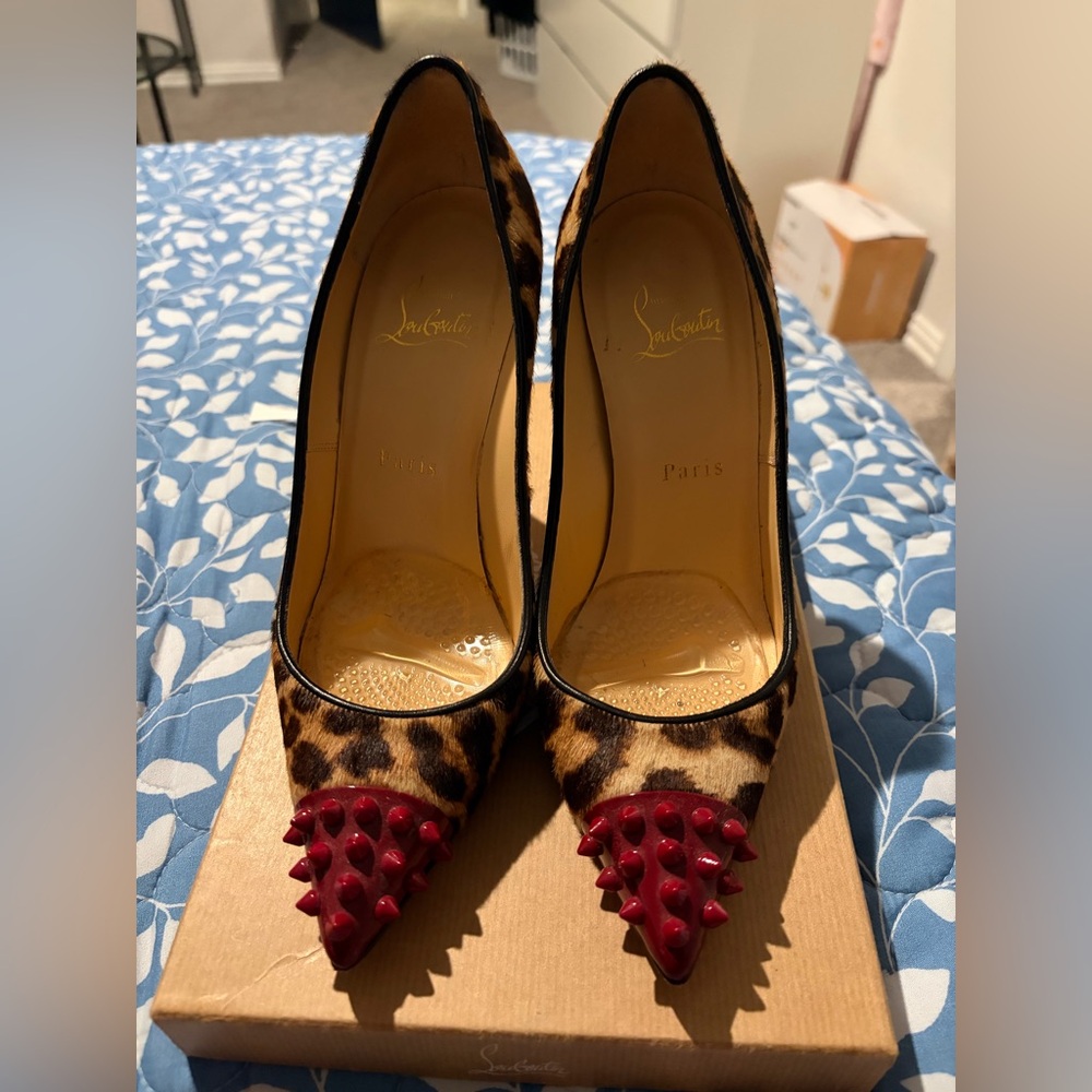 Christian Louboutin Burgundy Animal Print Heels